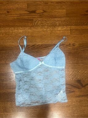 Edikted Pastel Blue Lace Camisole with Bow Trim
